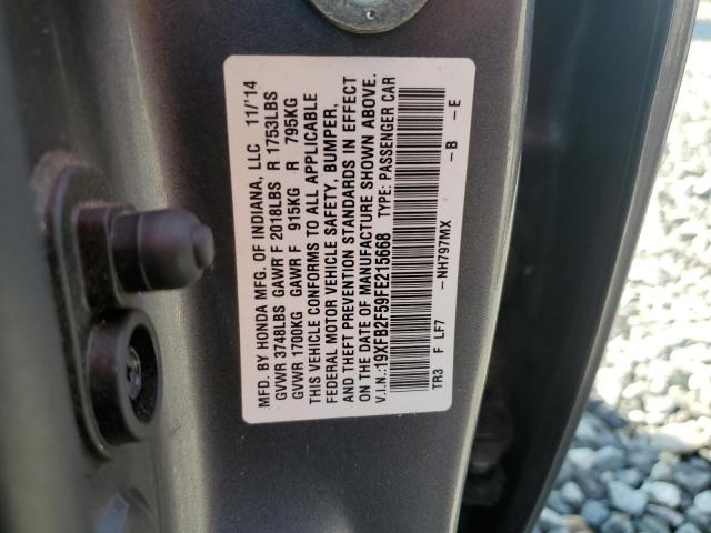 Aukcja sprzedaży 2015 Honda Civic, vin: 19XFB2F59FE215668, numer aukcji: 71855345