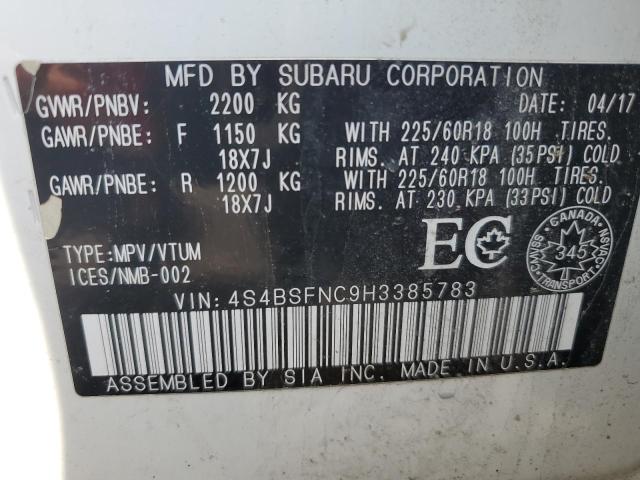 Aukcja sprzedaży 2017 Subaru Outback, vin: 4S4BSFNC9H3385783, numer aukcji: 69180585
