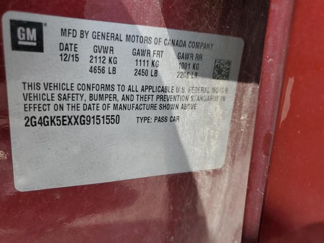 70940475 :رقم المزاد ، 2G4GK5EXXG9151550 vin ، 2016 Buick Regal مزاد بيع