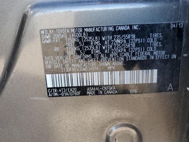 84635235 :رقم المزاد ، 2T3DFREV3DW034914 vin ، 2013 Toyota Rav4 مزاد بيع