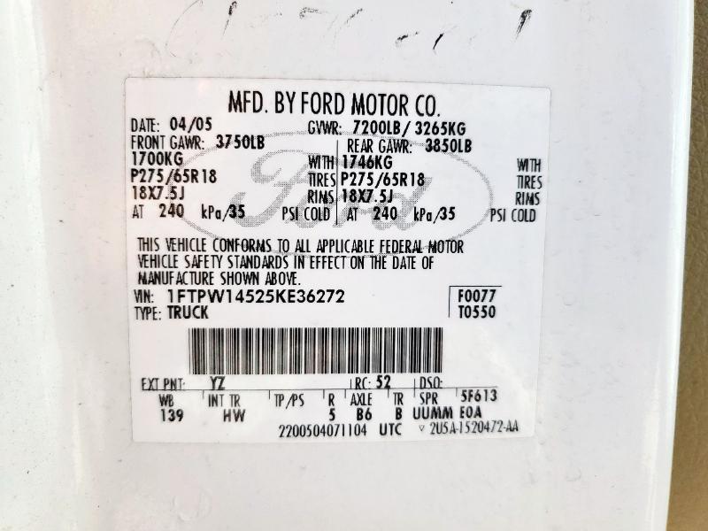 Продаж на аукціоні авто 2005 Ford F150, vin: 1FTPW14525KE36272, номер лоту: 80535465