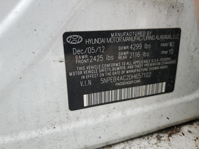 2013 Hyundai Sonata Gls მანქანა იყიდება აუქციონზე, vin: 5NPEB4AC2DH657102, აუქციონის ნომერი: 71416875