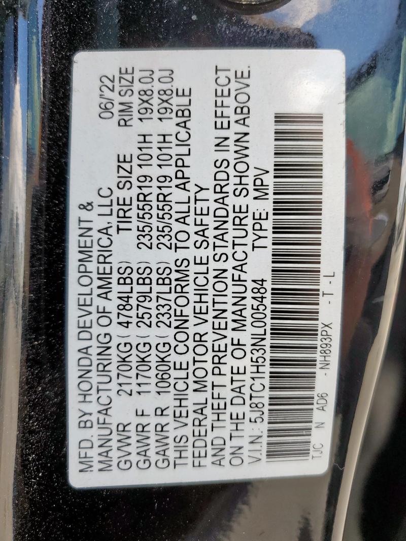 Продажа на аукционе авто 2022 Acura Rdx Techno, vin: 5J8TC1H53NL005484, номер лота: 83999765