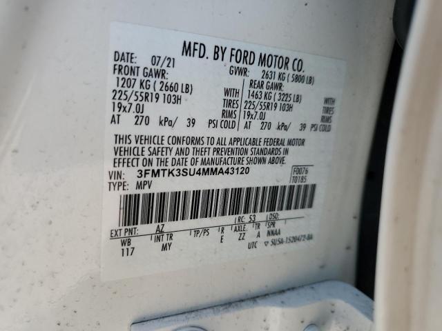 80406585 :رقم المزاد ، 3FMTK3SU4MMA43120 vin ، 2021 Ford Mustang Mach-e Premium مزاد بيع