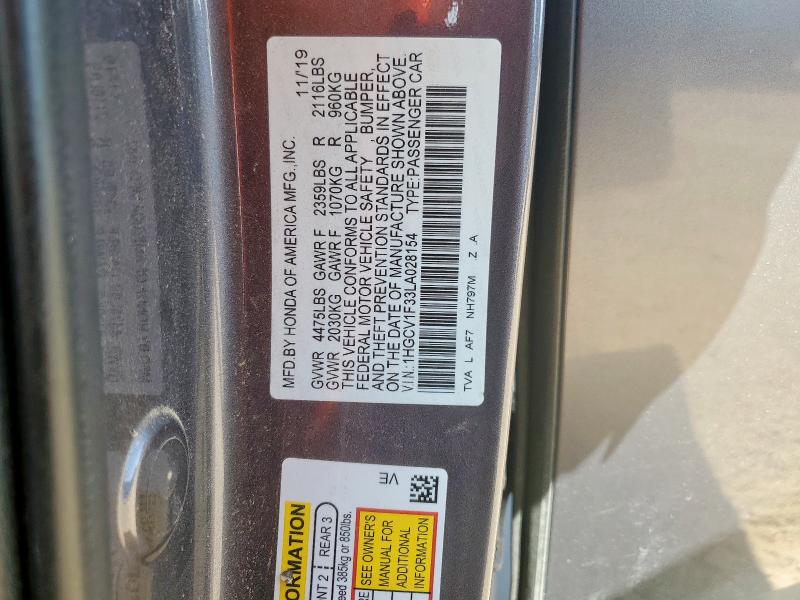 Продажа на аукционе авто 2020 Honda Accord Spo, vin: 1HGCV1F33LA028154, номер лота: 81724905