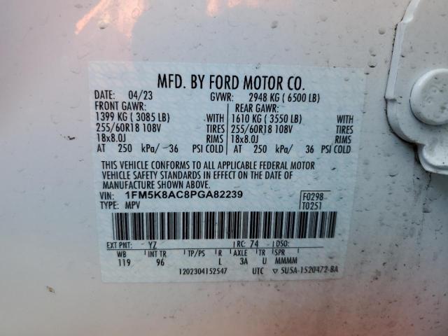 2023 Ford Explorer მანქანა იყიდება აუქციონზე, vin: 1FM5K8AC8PGA82239, აუქციონის ნომერი: 80756185