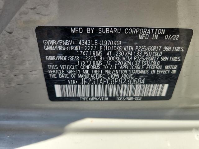 83780475 :رقم المزاد ، JF2GTAPC8P8230684 vin ، 2023 Subaru Crosstrek مزاد بيع