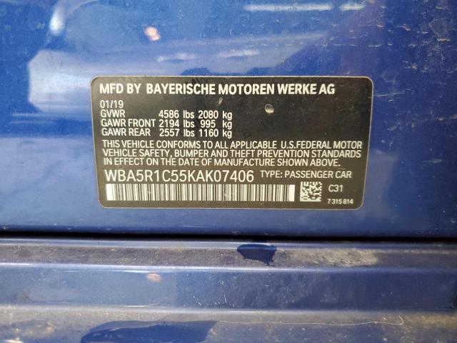 80482085 :رقم المزاد ، WBA5R1C55KAK07406 vin ، 2019 Bmw 330i مزاد بيع