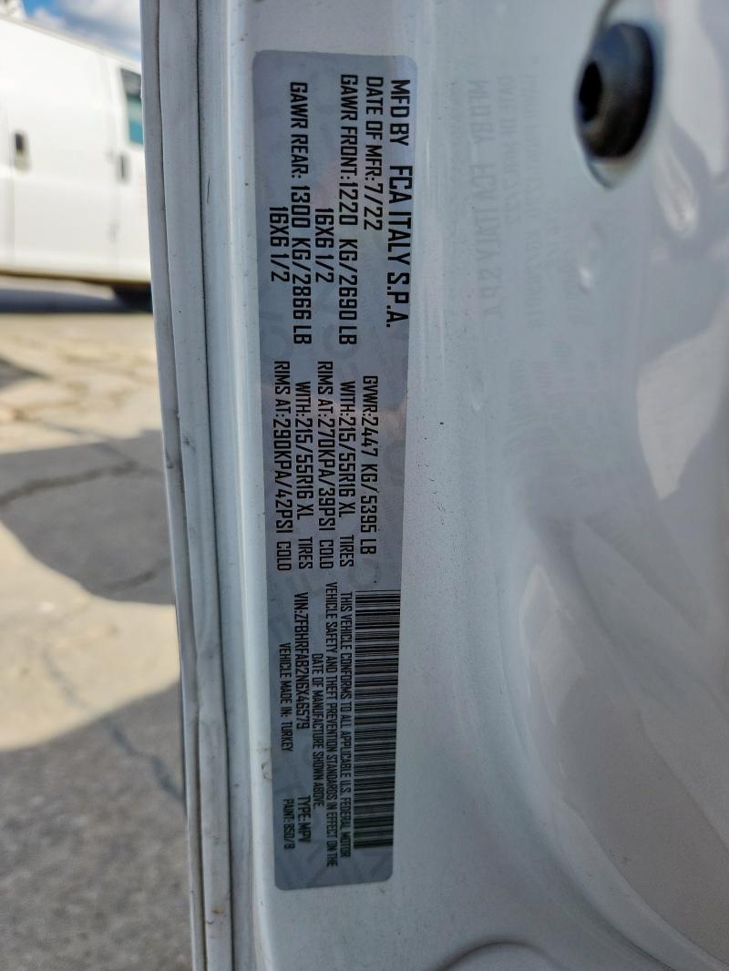 91493515 :رقم المزاد ، ZFBHRFAB2N6X46579 vin ، 2022 Ram Promaster مزاد بيع