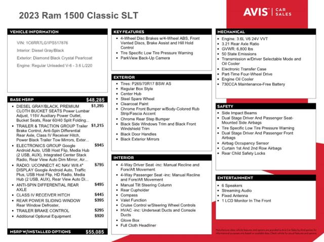 81379105 :رقم المزاد ، 1C6RR7LG1PS517876 vin ، 2023 Ram 1500 Class مزاد بيع