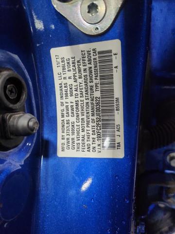 2018 Honda Civic მანქანა იყიდება აუქციონზე, vin: 19XFC2F52JE003622, აუქციონის ნომერი: 83839715