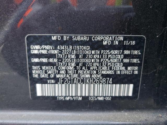 81770005 :رقم المزاد ، JF2GTACC1KH269874 vin ، 2019 Subaru Crosstrek مزاد بيع