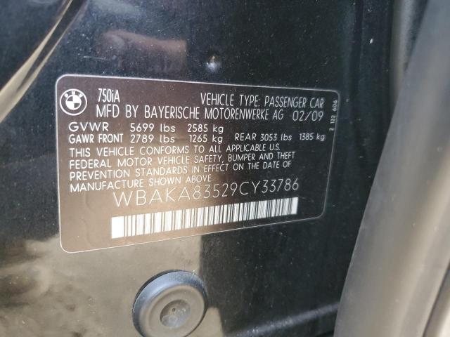 80112015 :رقم المزاد ، WBAKA83529CY33786 vin ، 2009 Bmw 750 I مزاد بيع