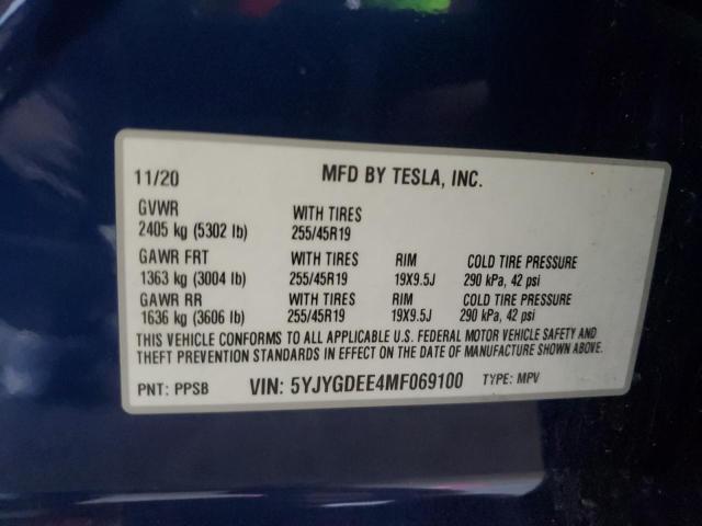70270395 :رقم المزاد ، 5YJYGDEE8MF069035 vin ، 2021 Tesla Model Y مزاد بيع