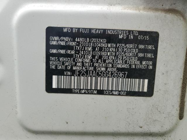 Продаж на аукціоні авто 2016 Suba Forester 2.5i, vin: JF2SJAAC5GG426967, номер лоту: 80934985