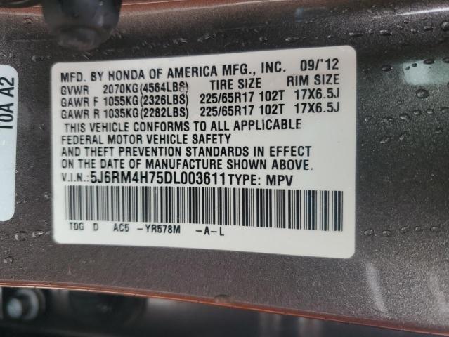 Aukcja sprzedaży 2013 Honda Cr-v Exl, vin: 5J6RM4H75DL003611, numer aukcji: 81549505