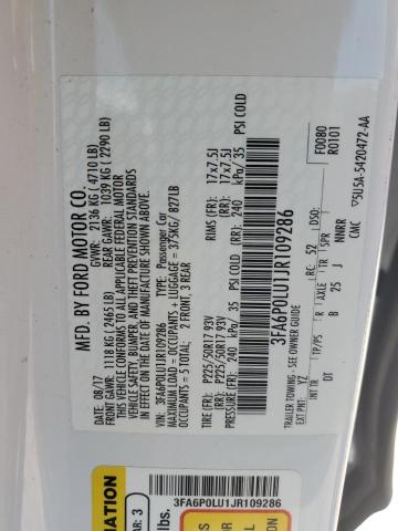 Продажа на аукционе авто 2018 Ford Fusion, vin: 3FA6P0LU1JR109286, номер лота: 81457425