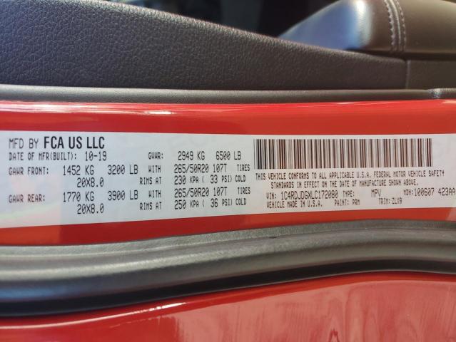 Продажа на аукционе авто 2020 Dodge Durango, vin: 1C4RDJDGXLC172080, номер лота: 72077305