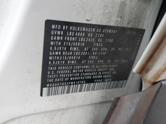 80712005 :رقم المزاد ، WVGAV7AX2FW510703 vin ، 2015 Volkswagen Tiguan S مزاد بيع