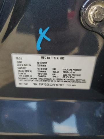 71172995 :رقم المزاد ، 7SAYGDED3RF197801 vin ، 2024 Tesla Model Y مزاد بيع