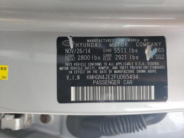2015 Hyundai Genesis მანქანა იყიდება აუქციონზე, vin: KMHGN4JE2FU065494, აუქციონის ნომერი: 83838695