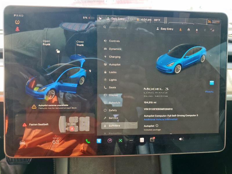 82071635 :رقم المزاد ، 5YJ3E1EB0MF089512 vin ، 2021 Tesla Model 3 مزاد بيع