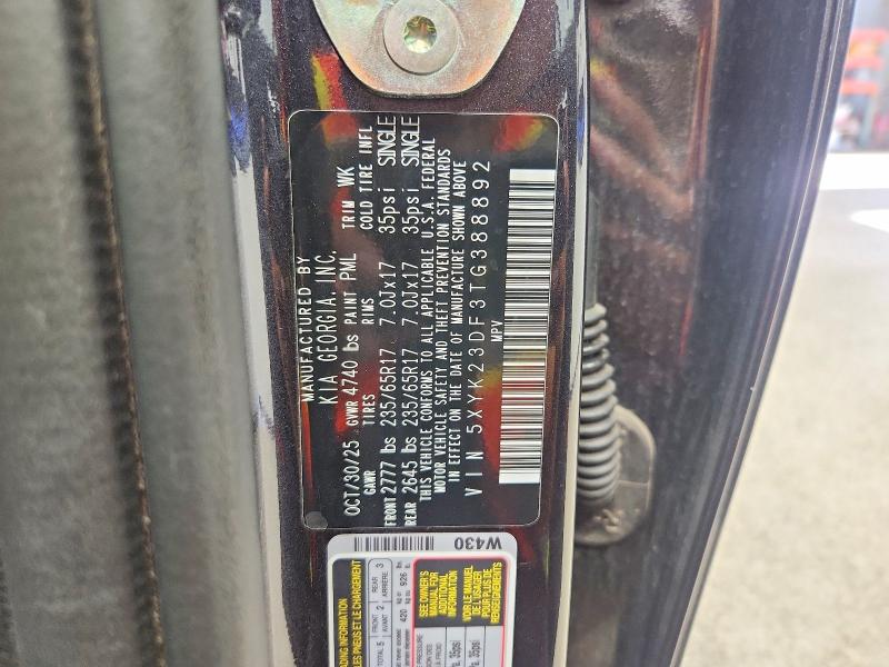2026 Kia Sportage მანქანა იყიდება აუქციონზე, vin: 5XYK23DF3TG388892, აუქციონის ნომერი: 70283896