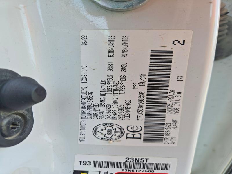 2022 Toyota Tundra მანქანა იყიდება აუქციონზე, vin: 5TFJC5DB0NX003502, აუქციონის ნომერი: 69709156