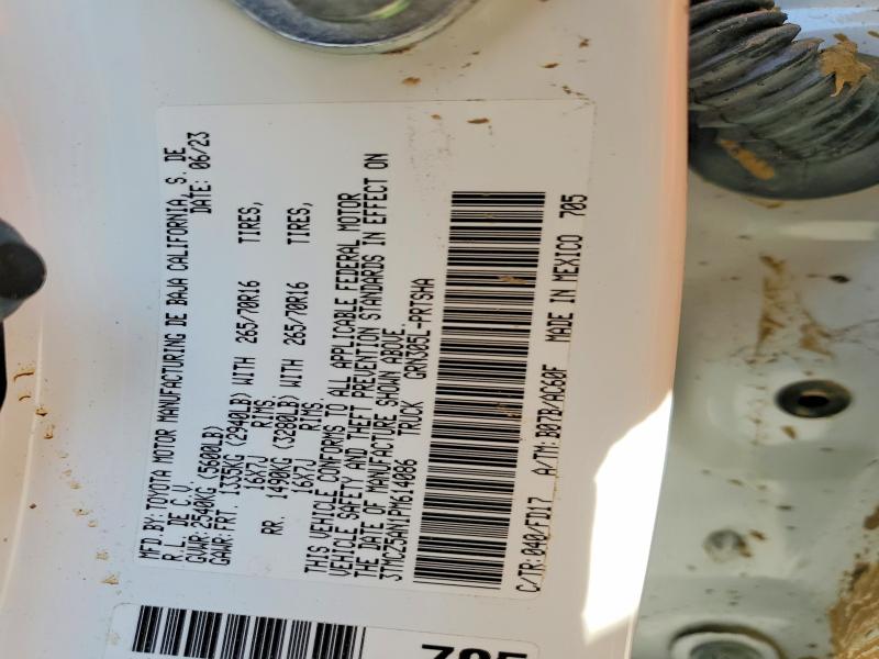 2023 Toyota Tacoma მანქანა იყიდება აუქციონზე, vin: 3TMCZ5AN1PM614086, აუქციონის ნომერი: 67494956