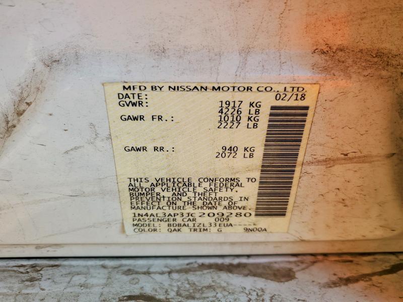 Aukcja sprzedaży 2018 Nissan Altima, vin: 1N4AL3AP3JC209280, numer aukcji: 69361766
