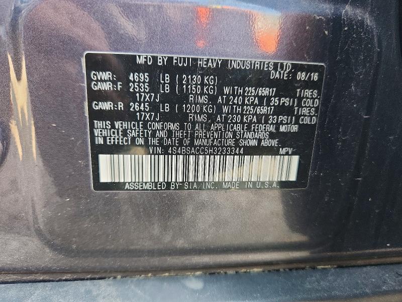 Продажа на аукционе авто 2017 Subaru Outback, vin: 4S4BSACC5H3233344, номер лота: 66987806
