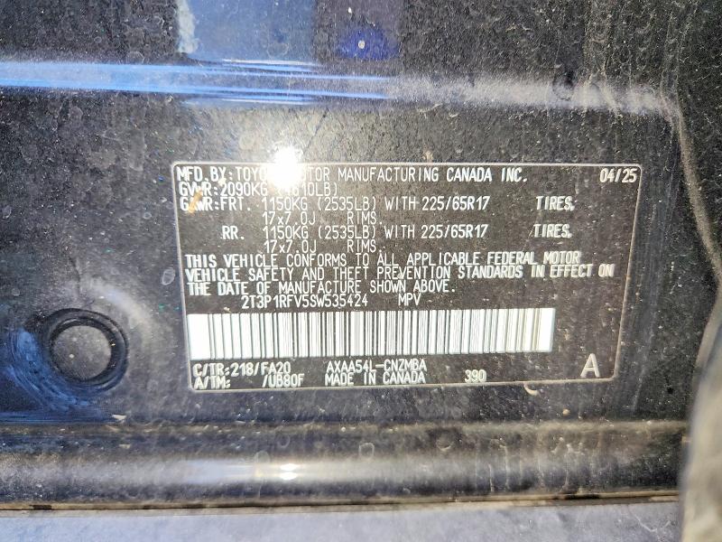 Aukcja sprzedaży 2025 Toyota Rav4, vin: 2T3P1RFV5SW535424, numer aukcji: 70868656