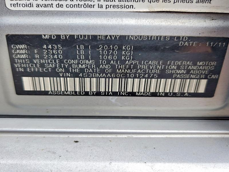 Продажа на аукционе авто 2012 Subaru Legacy, vin: 4S3BMAA60C1012475, номер лота: 70890996