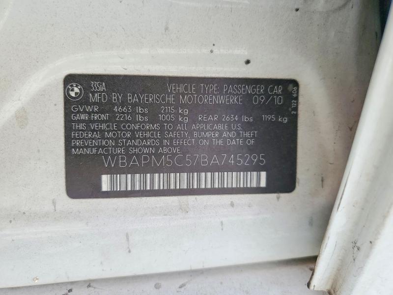 2011 Bmw 335 მანქანა იყიდება აუქციონზე, vin: WBAPM5C57BA745295, აუქციონის ნომერი: 69619296