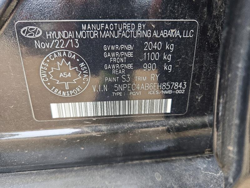 69226386 :رقم المزاد ، 5NPEC4AB6EH857843 vin ، 2014 Hyundai Sonata مزاد بيع