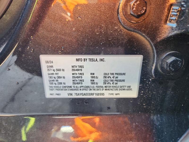 Aukcja sprzedaży 2024 Tesla Model Y, vin: 7SAYGAEE8RF168995, numer aukcji: 67374216