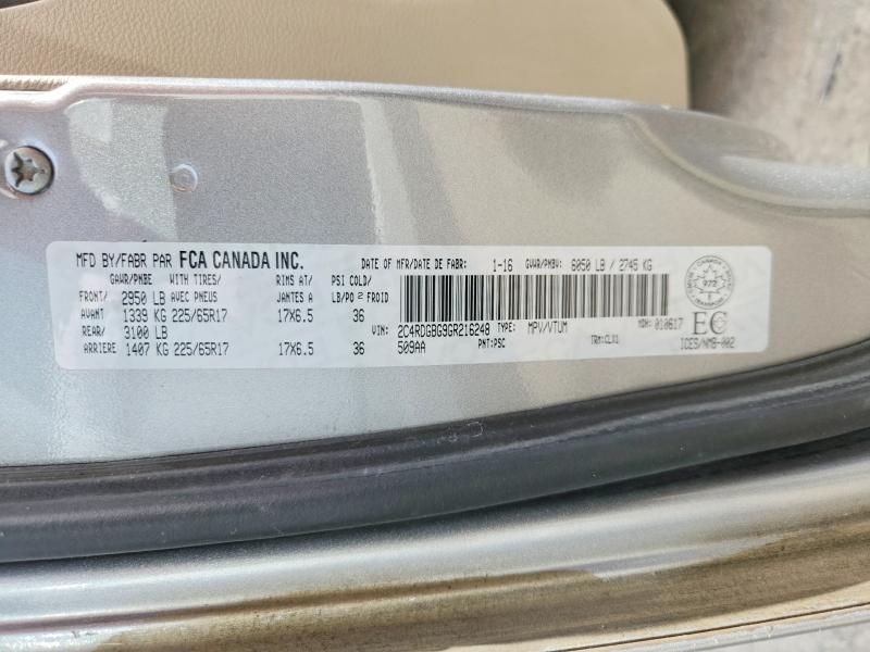 Auction sale of the 2016 Dodge Grand Caravan, vin: 2C4RDGBG9GR216248, lot number: 68017706