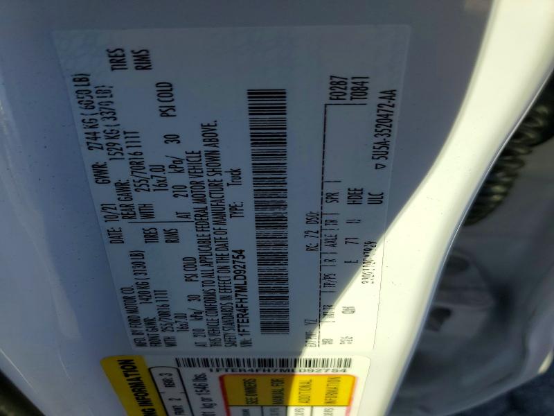 2021 Ford Ranger მანქანა იყიდება აუქციონზე, vin: 1FTER4FH7MLD92754, აუქციონის ნომერი: 68255876