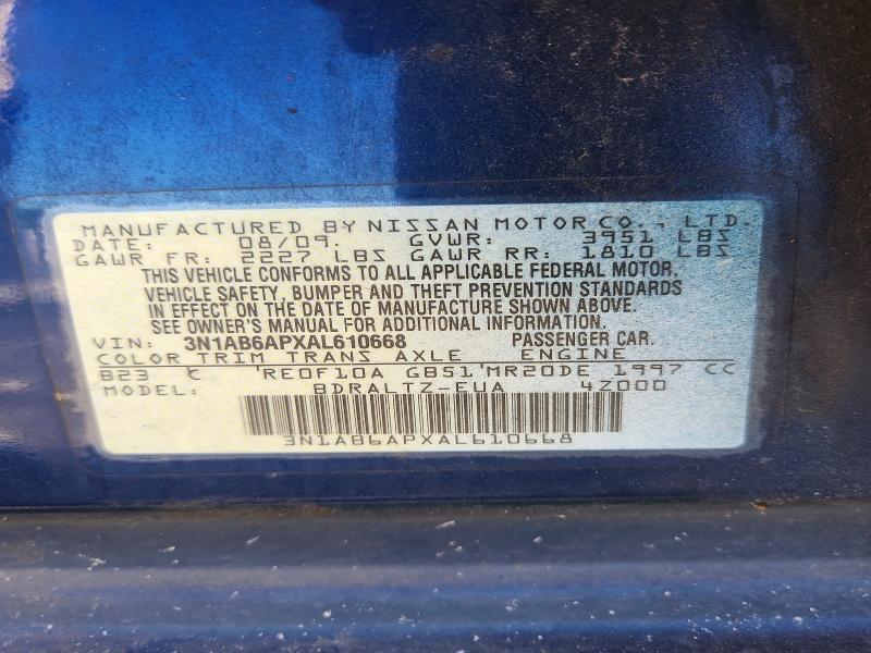 67918296 :رقم المزاد ، 3N1AB6APXAL610668 vin ، 2010 Nissan Sentra مزاد بيع