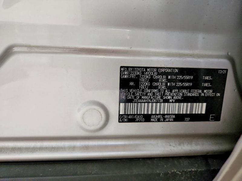 Продаж на аукціоні авто 2022 Toyota Venza, vin: JTEAAAAH1NJ087738, номер лоту: 68297276