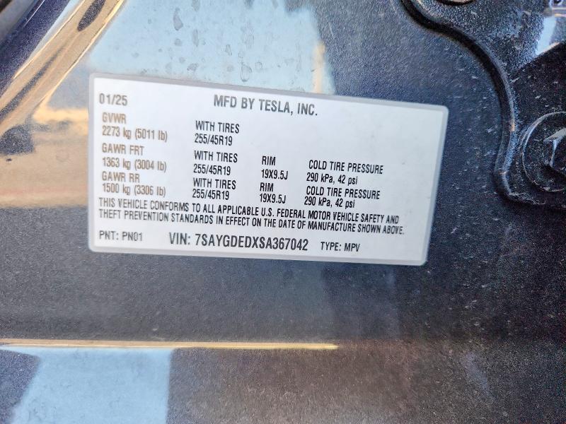 Продаж на аукціоні авто 2025 Tesla Model Y, vin: 7SAYGDEDXSA367042, номер лоту: 67505256