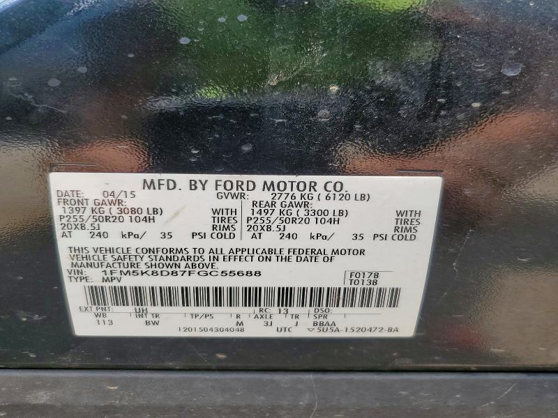 Aukcja sprzedaży 2015 Ford Explorer, vin: 1FM5K8D87FGC55688, numer aukcji: 68205756