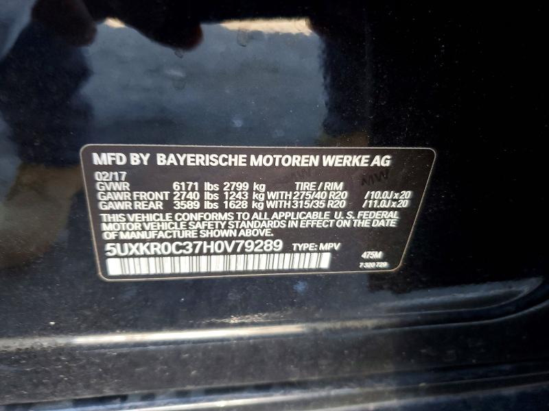 2017 Bmw X5 მანქანა იყიდება აუქციონზე, vin: 5UXKR0C37H0V79289, აუქციონის ნომერი: 67682636
