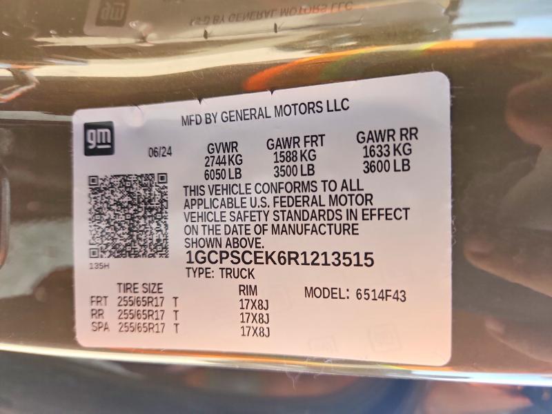 2024 Chevrolet Colorado მანქანა იყიდება აუქციონზე, vin: 1GCPSCEK6R1213515, აუქციონის ნომერი: 70687666