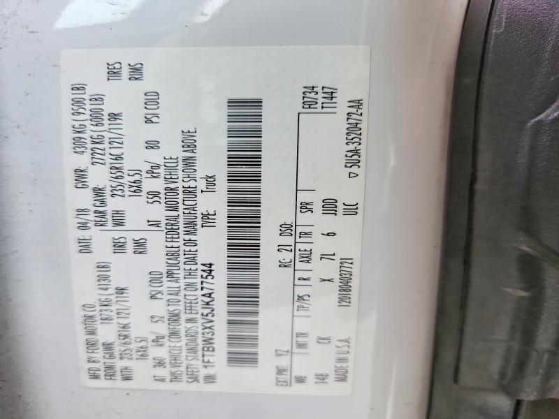 70160286 :رقم المزاد ، 1FTBW3XV5JKA77544 vin ، 2018 Ford Transit مزاد بيع