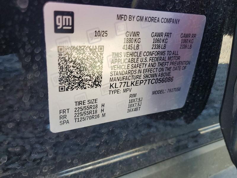 Aukcja sprzedaży 2026 Chevrolet Trax, vin: KL77LKEP7TC056086, numer aukcji: 67740546
