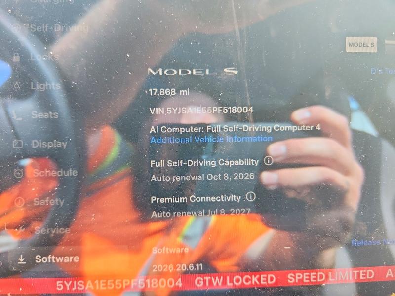 68141486 :رقم المزاد ، 5YJSA1E55PF518004 vin ، 2023 Tesla Model S مزاد بيع