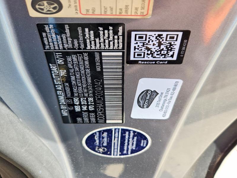 Aukcja sprzedaży 2012 Mercedes-benz Slk, vin: WDDPK5HAXCF024042, numer aukcji: 69582156