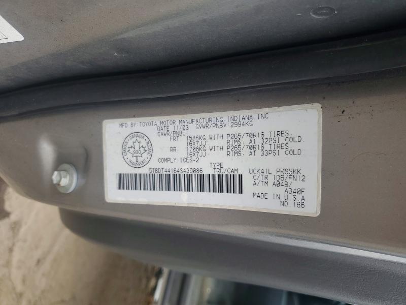 68130276 :رقم المزاد ، 5TBDT44164S439086 vin ، 2004 Toyota Tundra مزاد بيع