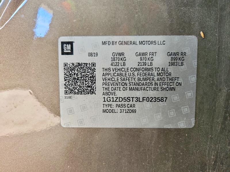 69004686 :رقم المزاد ، 1G1ZD5ST3LF023587 vin ، 2020 Chevrolet Malibu مزاد بيع